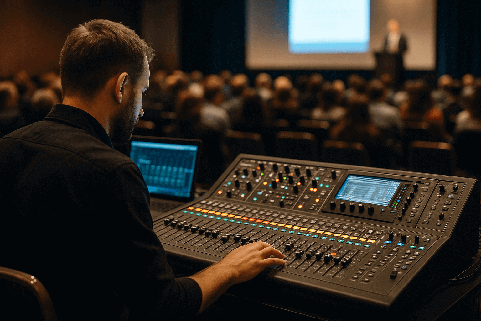 Live Audio Mixing Setup at a Conference